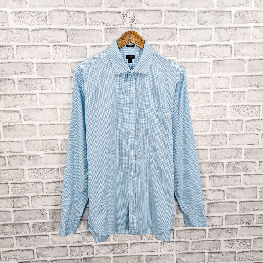 J.Crew Ludlow Men's Button up Shirt in Light blue mini check size Large